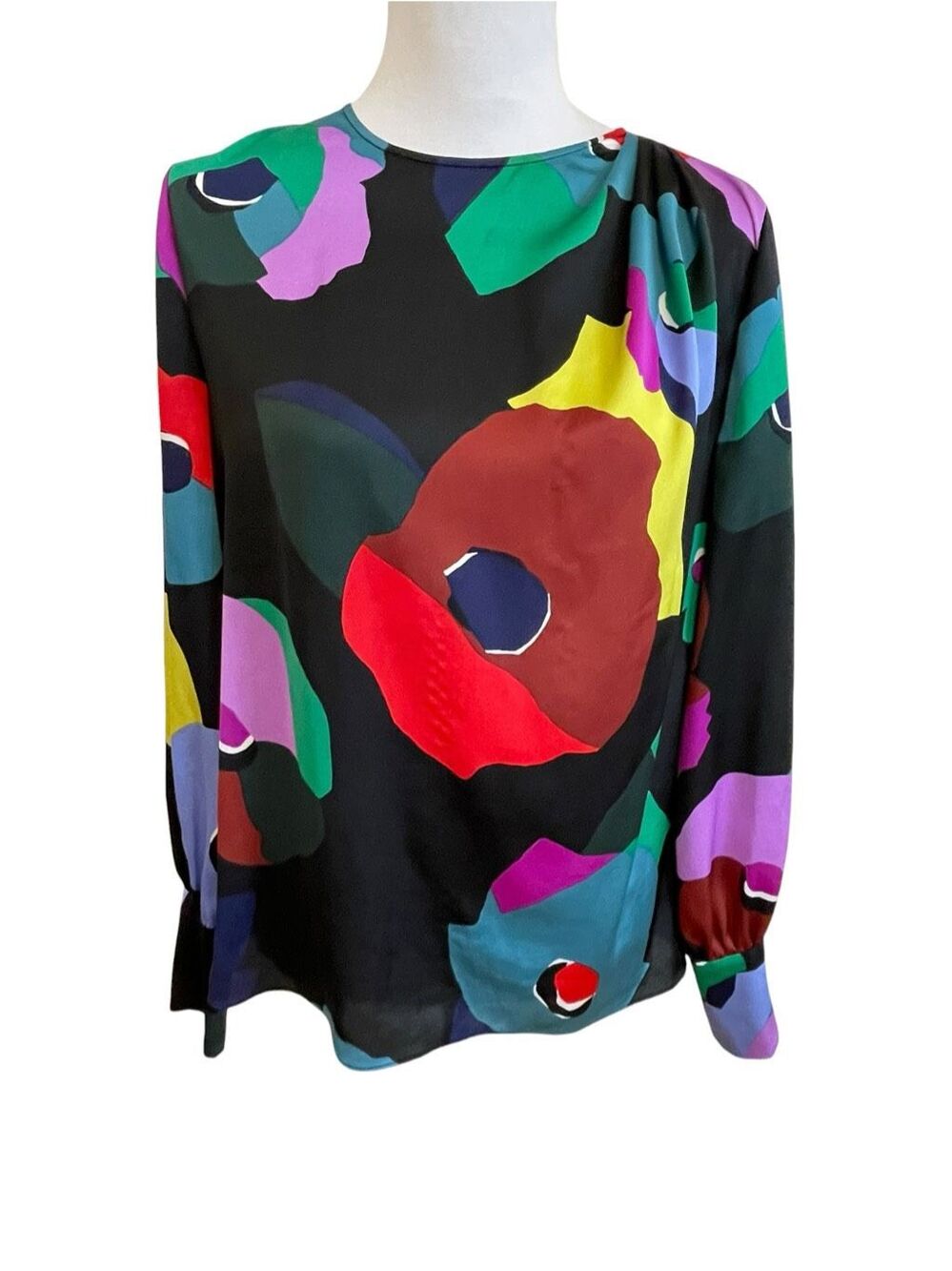Kate Spade New York Floral Collage Blouse Vibrant Floral Black Size Small